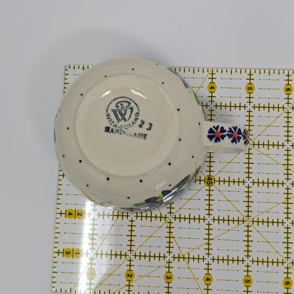 Ceramika Wiza Floral Polish Pottery Mug & Oval Snack Tray Saucer Set Hand Made - Picture 14 of 15